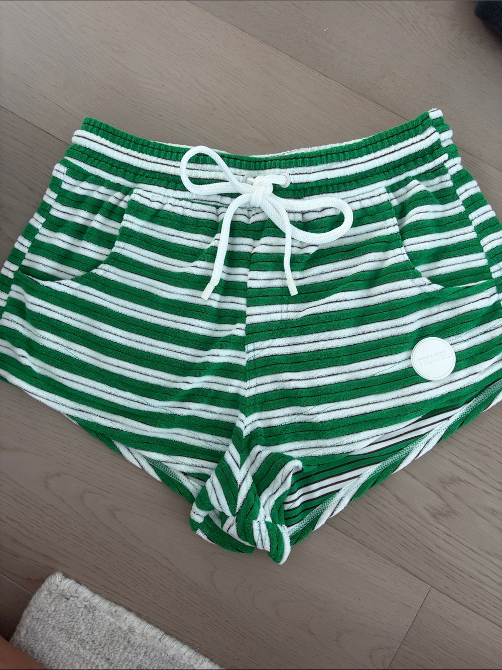 Traingl Dunne Striped Green & White Drawstring Women’s Shorts